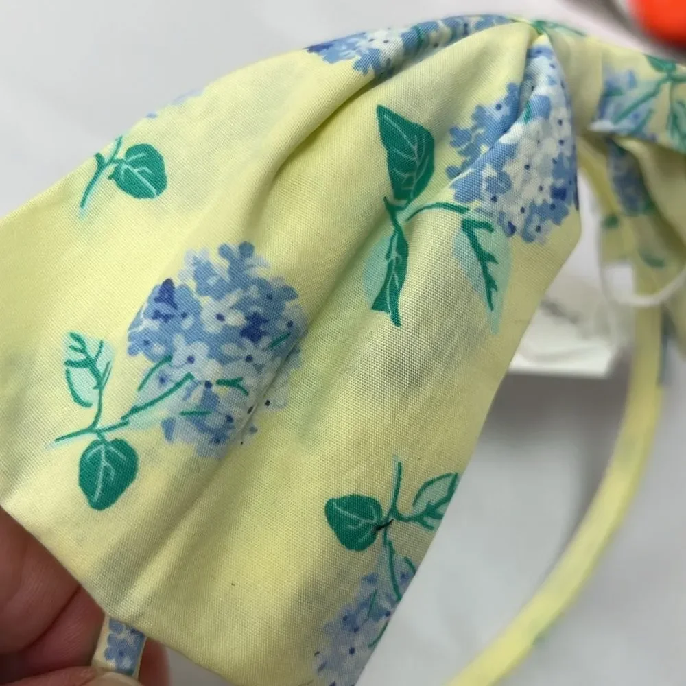 Janie and Jack Yellow floral bow headband Poplin. NWT one size